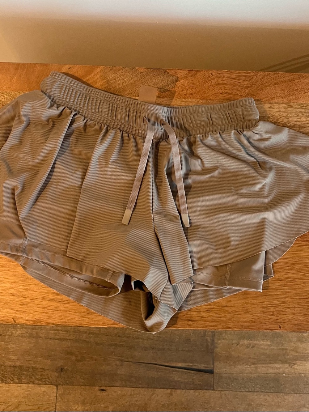 Balance Collection Taupe Layered Athletic Shorts-Size Sm